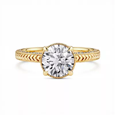 Torino Engraved Milgrain Halo Pavé Lab Engagement Ring