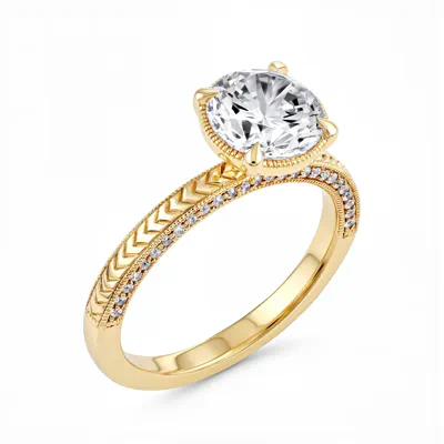 Torino Engraved Milgrain Halo Pavé Lab Engagement Ring