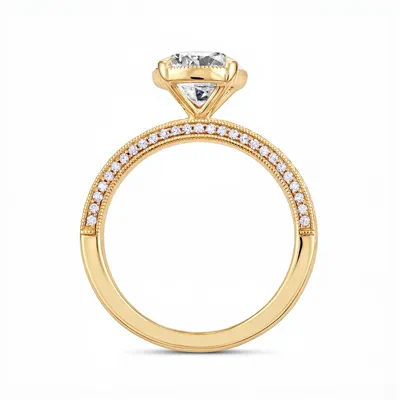 Torino Engraved Milgrain Halo Pavé Lab Engagement Ring