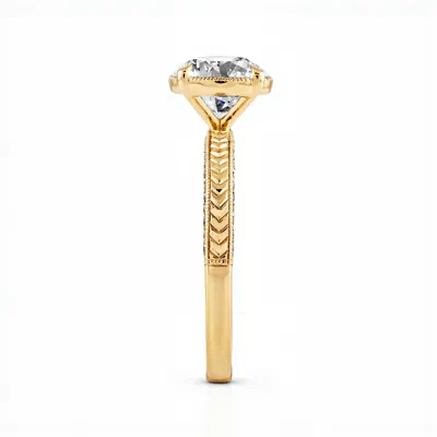 Torino Engraved Milgrain Halo Pavé Lab Engagement Ring