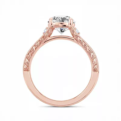 Annette Vintage Engraved Diamond Accent Engagement Ring