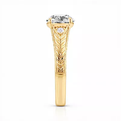 Annette Vintage Engraved Diamond Accent Engagement Ring
