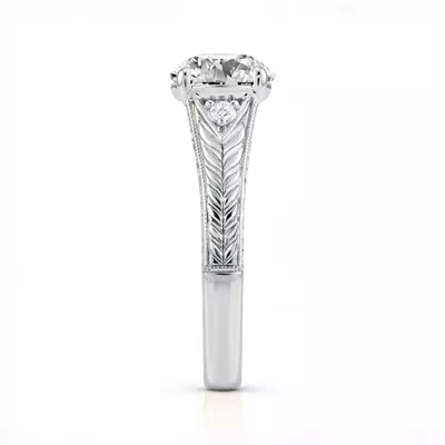 Annette Vintage Engraved Diamond Accent Engagement Ring
