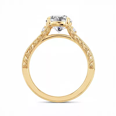Annette Vintage Engraved Diamond Accent Engagement Ring