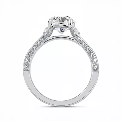 Annette Vintage Engraved Diamond Accent Engagement Ring