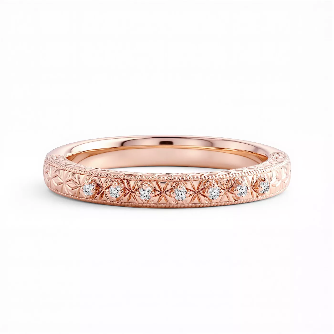 Isadora Engraved Milgrain Lab Pavé Band