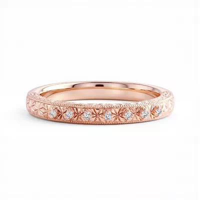 Isadora Engraved Milgrain Lab Pavé Band