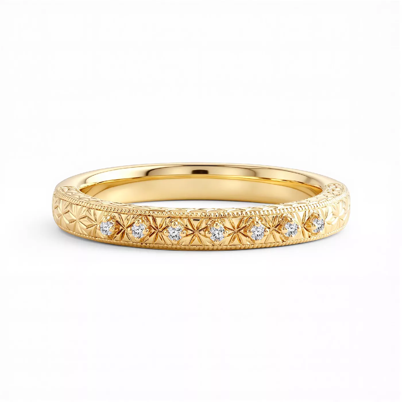 Isadora Engraved Milgrain Lab Pavé Band