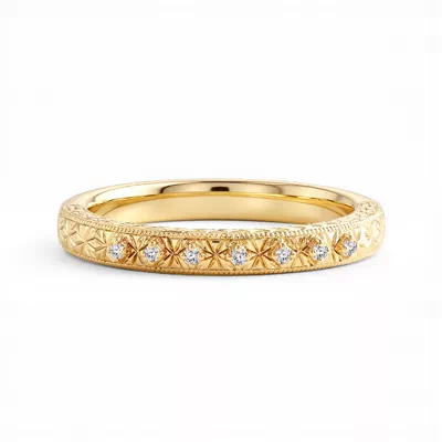 Isadora Engraved Milgrain Lab Pavé Band