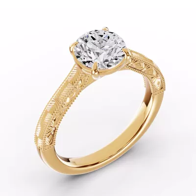 Chantal Engraved Cathedral Engagement Ring