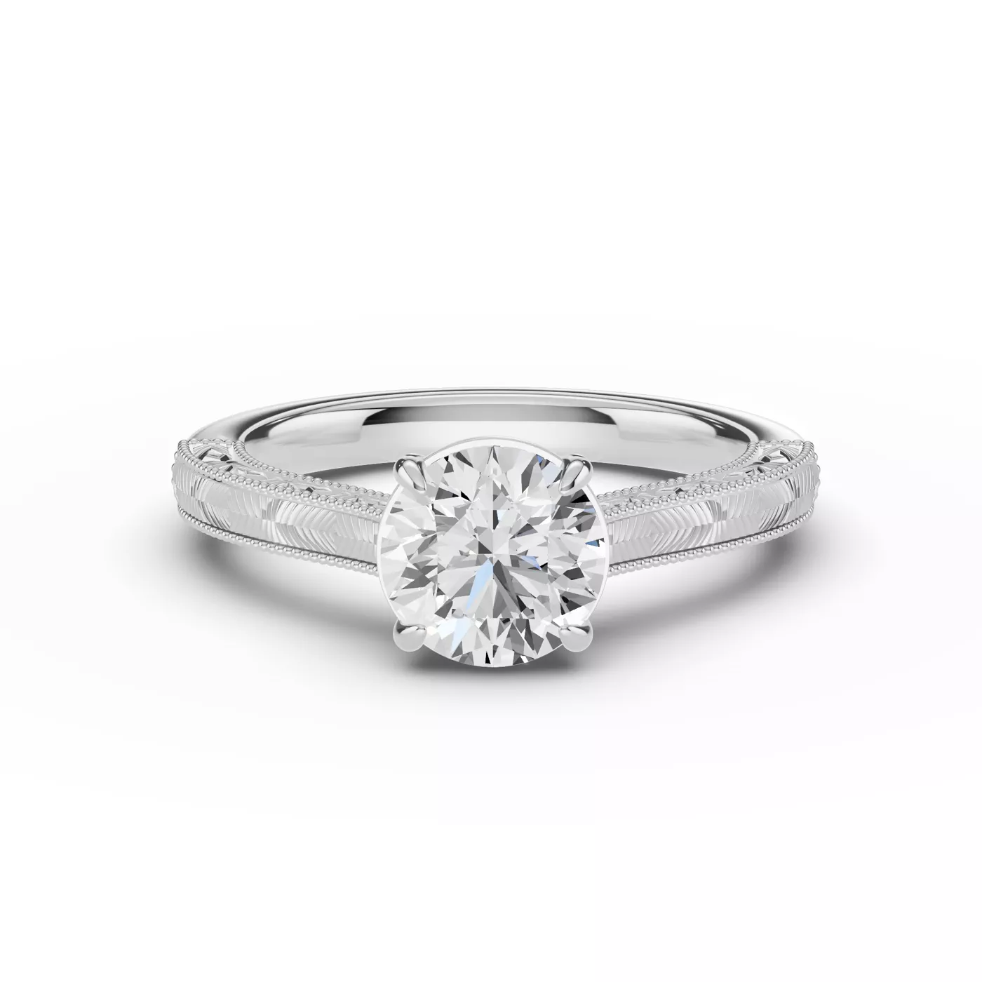 Chantal Engraved Cathedral Engagement Ring