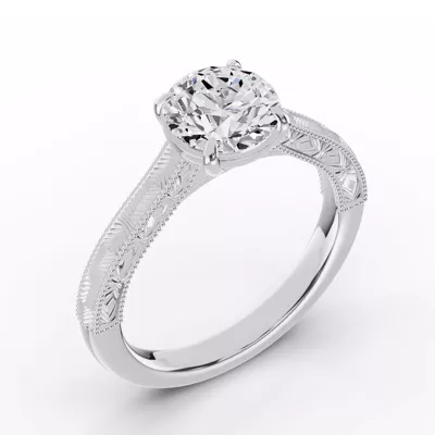 Chantal Engraved Cathedral Engagement Ring