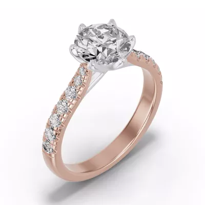 Marigold Royale Tulip Inspired 6 Prong Two-Tone Lab Engagement Ring