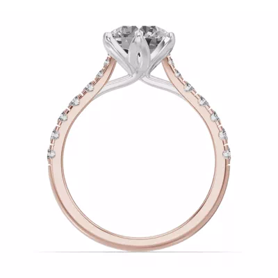 Marigold Royale Tulip-Inspired 6 Prong Two-Tone Engagement Ring