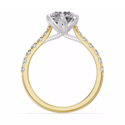Marigold Royale Tulip Inspired 6 Prong Two-Tone Lab Engagement Ring