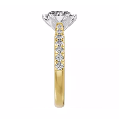 Marigold Royale Tulip-Inspired 6 Prong Two-Tone Engagement Ring