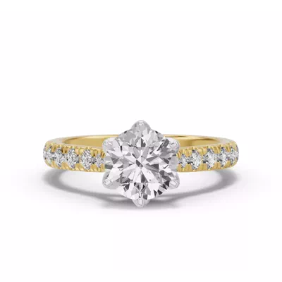 Marigold Royale Tulip Inspired 6 Prong Two-Tone Engagement Ring