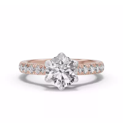 Marigold Royale Tulip Inspired 6 Prong Two-Tone Lab Engagement Ring