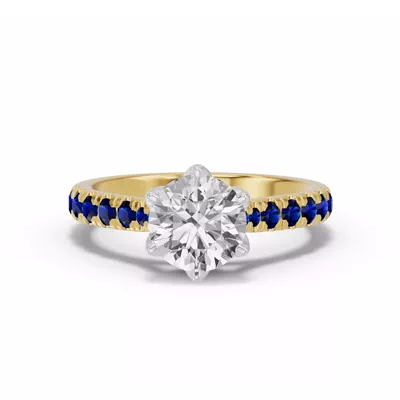 Marigold Royale Tulip Inspired Sapphire Two-Tone Engagement Ring