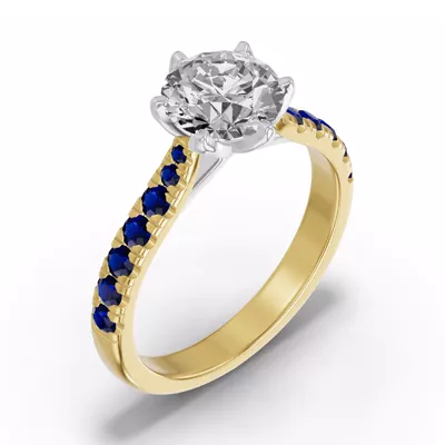 Marigold Royale Tulip Inspired Sapphire Two-Tone Engagement Ring