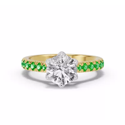 Marigold Royale Tulip Inspired Tsavorite Two-Tone Engagement Ring