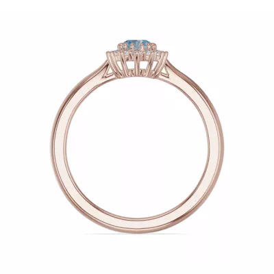 Iconic Oval Aquamarine & Lab Diamond Halo Ring (6x4mm)