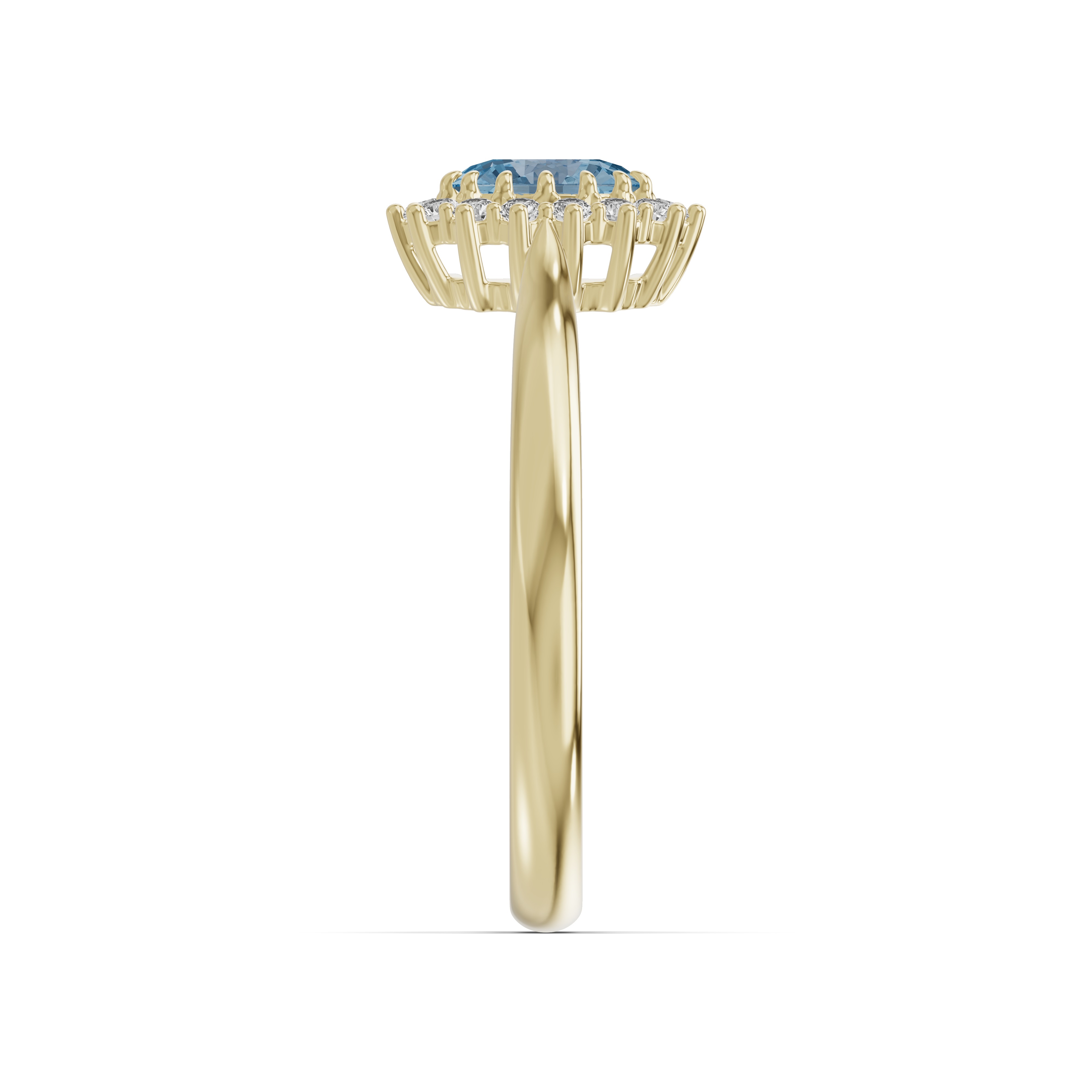 Iconic Oval Aquamarine & Diamond Halo Ring (6x4mm)