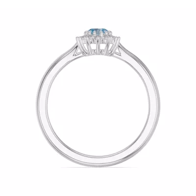 Iconic Oval Aquamarine & Diamond Halo Ring (6x4mm)
