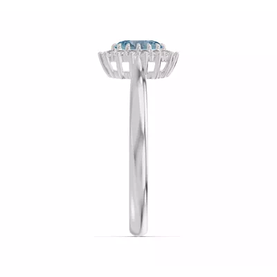 Iconic Oval Aquamarine & Diamond Halo Ring (6x4mm)