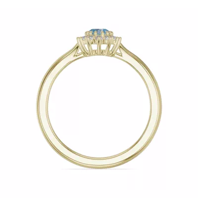 Iconic Oval Aquamarine & Lab Diamond Halo Ring (6x4mm)