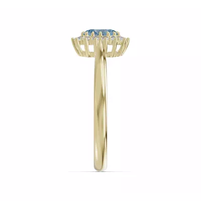 Iconic Oval Aquamarine & Lab Diamond Halo Ring (6x4mm)