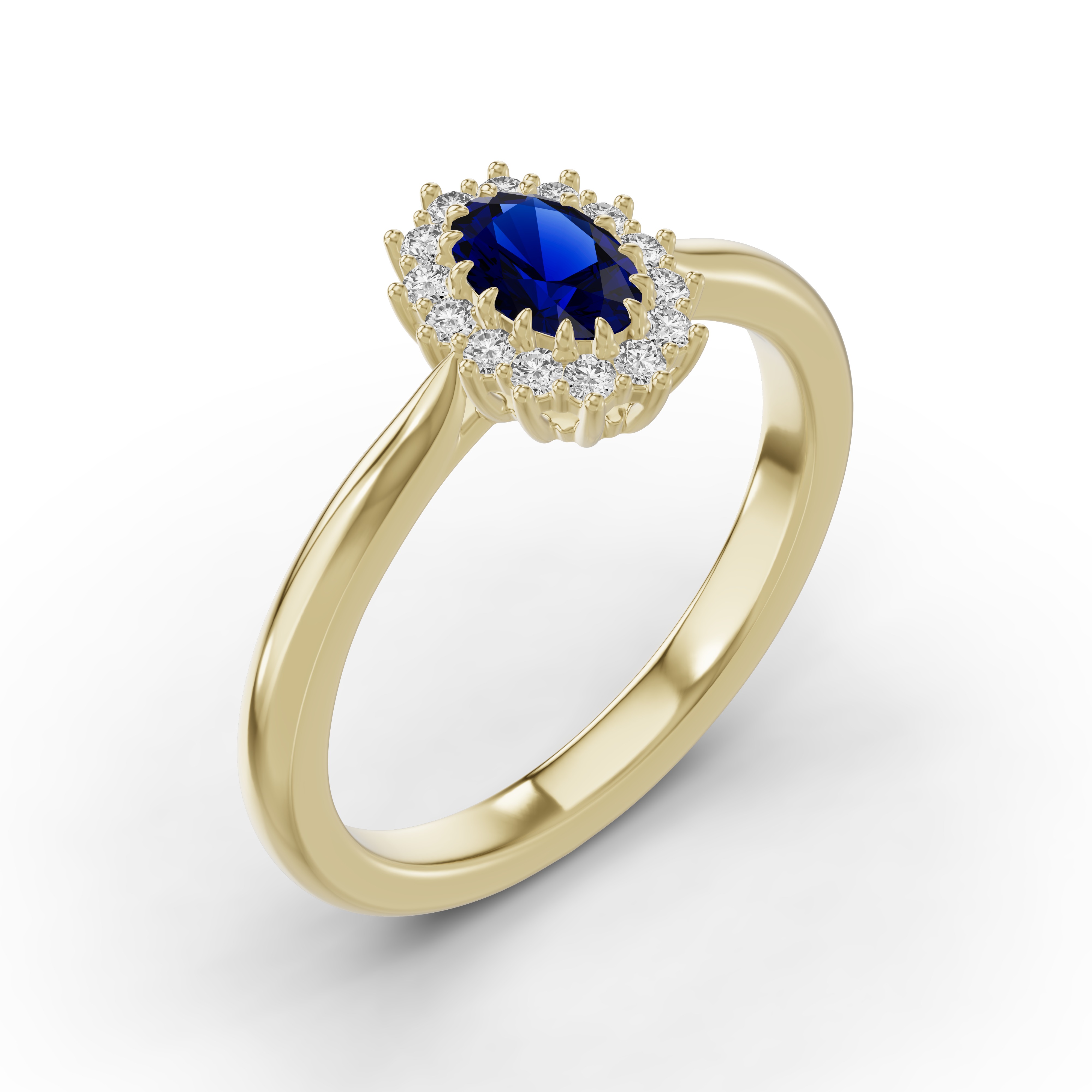 Iconic Oval Sapphire & Lab Diamond Halo Ring (6x4mm)