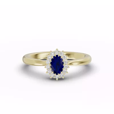 Iconic Oval Sapphire & Diamond Halo Ring (6x4mm)
