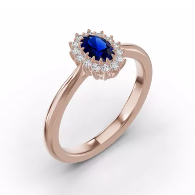 Iconic Oval Sapphire & Diamond Halo Ring (6x4mm)