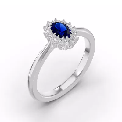 Iconic Oval Sapphire & Diamond Halo Ring (6x4mm)