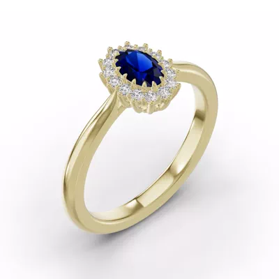 Iconic Oval Sapphire & Diamond Halo Ring (6x4mm)