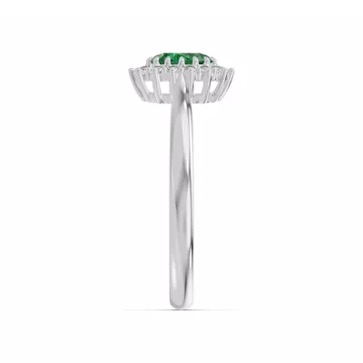 Iconic Oval Emerald & Diamond Halo Ring (6x4mm)