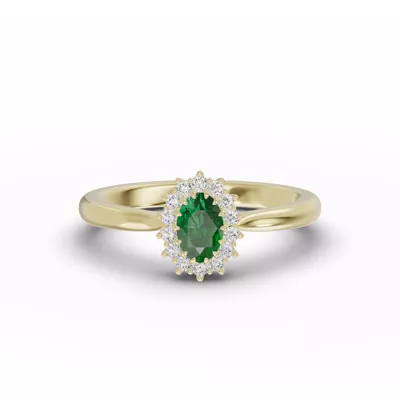 Iconic Oval Emerald & Lab Diamond Halo Ring (6x4mm)