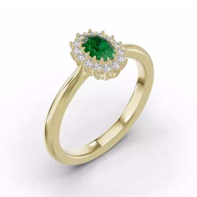 Iconic Oval Emerald & Diamond Halo Ring (6x4mm)