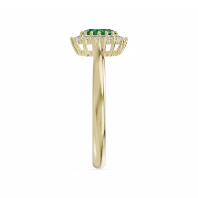 Iconic Oval Emerald & Diamond Halo Ring (6x4mm)