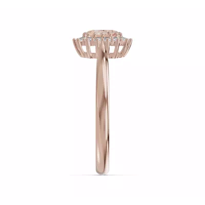 Iconic Oval Morganite & Diamond Halo Ring (6x4mm)