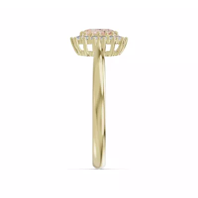 Iconic Oval Morganite & Lab Diamond Halo Ring (6x4mm)