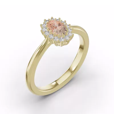 Iconic Oval Morganite & Diamond Halo Ring (6x4mm)