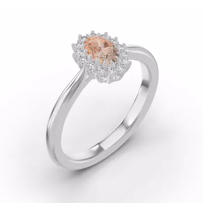 Iconic Oval Morganite & Diamond Halo Ring (6x4mm)