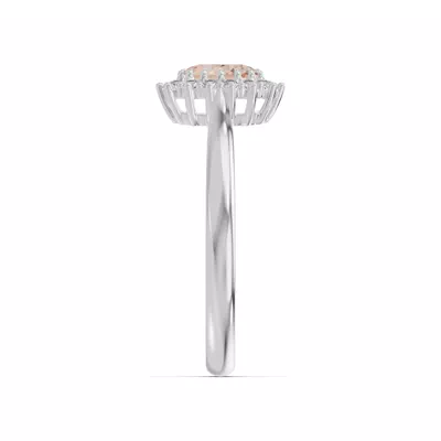 Iconic Oval Morganite & Diamond Halo Ring (6x4mm)