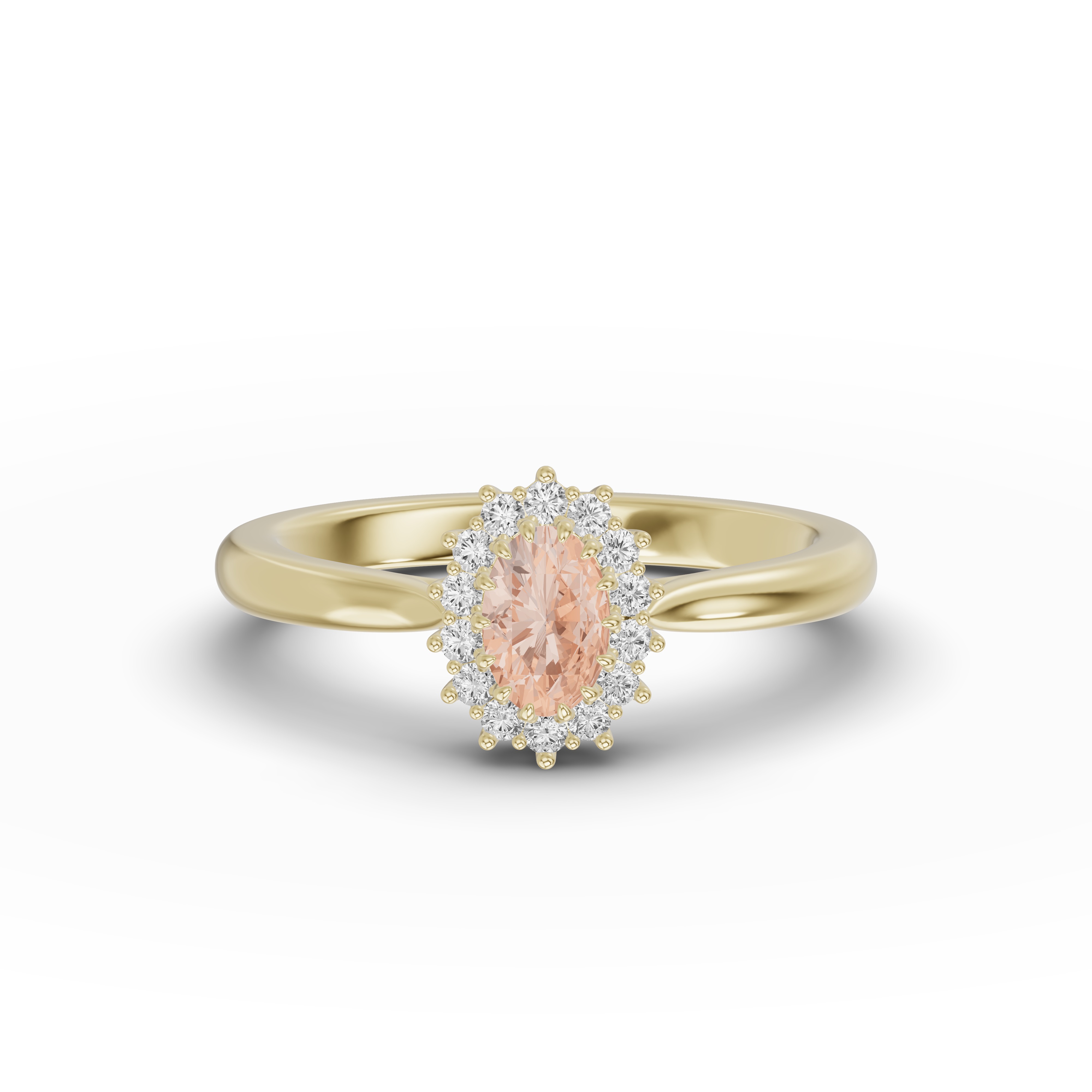 Iconic Oval Morganite & Diamond Halo Ring (6x4mm)