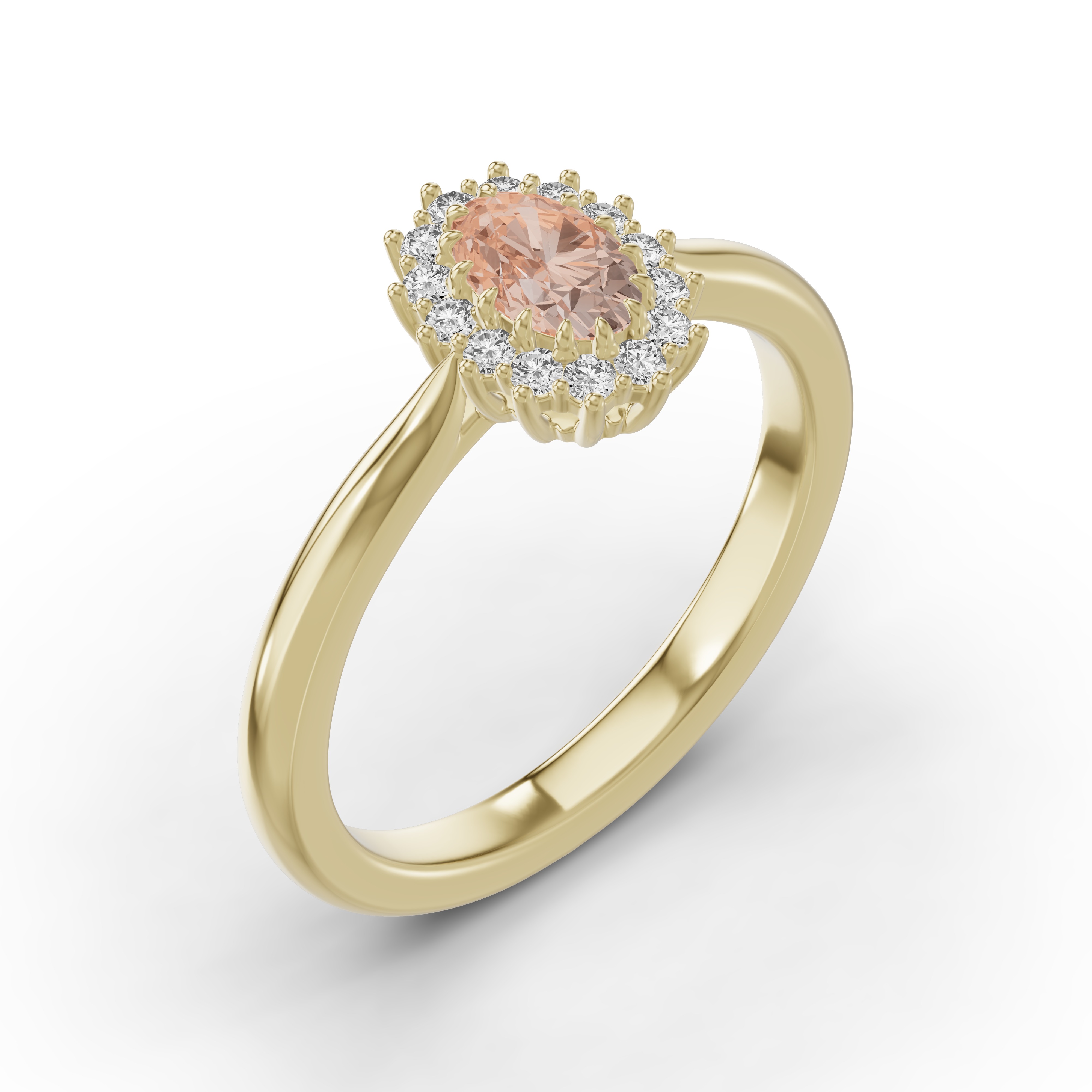 Iconic Oval Morganite & Diamond Halo Ring (6x4mm)