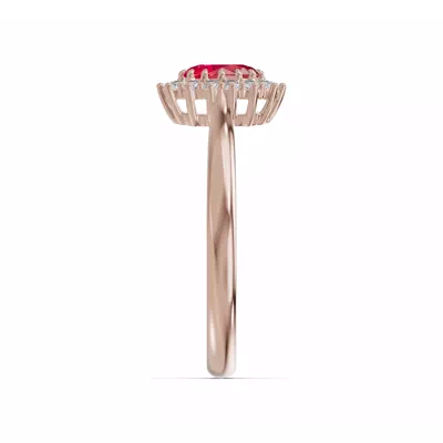 Iconic Oval Ruby & Lab Diamond Halo Ring (6x4mm)