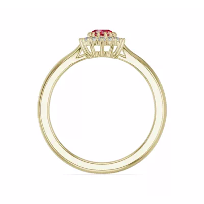 Iconic Oval Ruby & Lab Diamond Halo Ring (6x4mm)