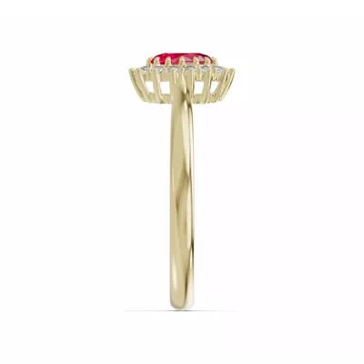 Iconic Oval Ruby & Lab Diamond Halo Ring (6x4mm)